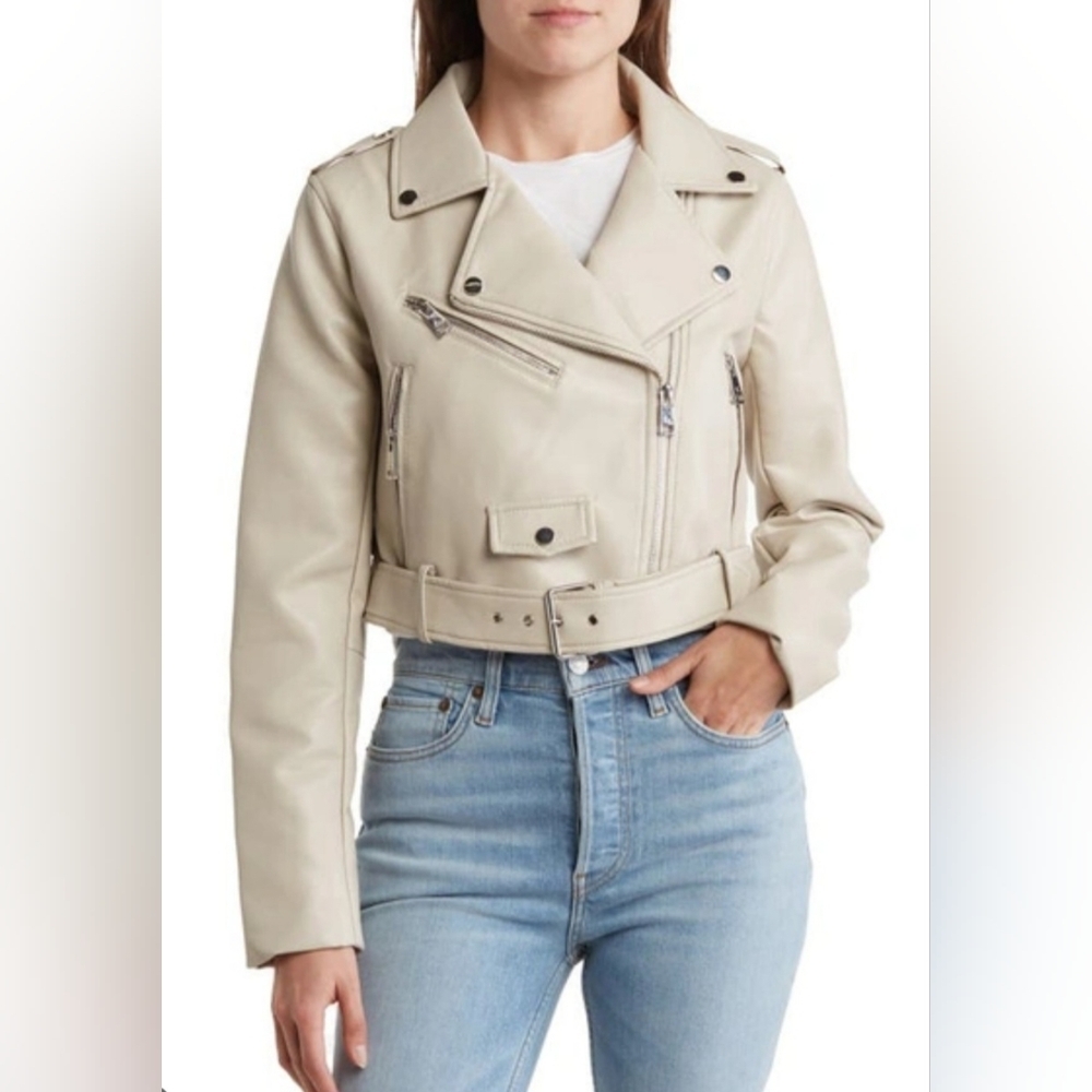 Elodie Vegan Leather Moto Jacket SZ M